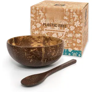 1 Coconut Bowl & Spoon with FREE eBook o Wooden Bowl o Salad Serving Bowl o Acai Smoothies Pasta Cereal Bowl o Vegan  Ideas o  Coconut Shell Bowls