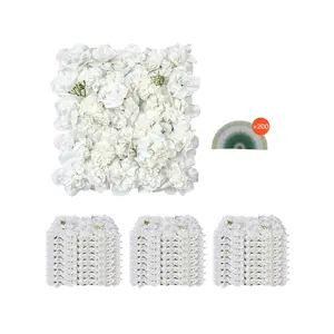 VEVOR 3D Flower Wall Panel, 24 PCS 15 x 15 inch, Artificial Floral Wall Background Mesh Backing Mat,Seamless Design&Easy Installation for Wedding Valentines Day Home Baby Party Backdrop Decor,White