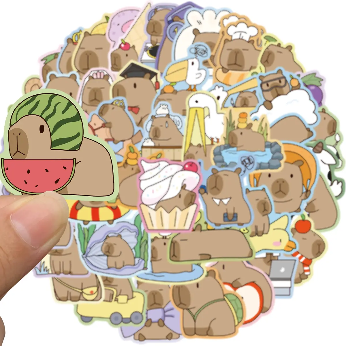 50pcs Capybara Stickers, Cute Waterproof Cartoon Animal Decals, Sticker Sheets, Sticker Set, Nature Party Favors & Gifts for Adults Teens Girls
