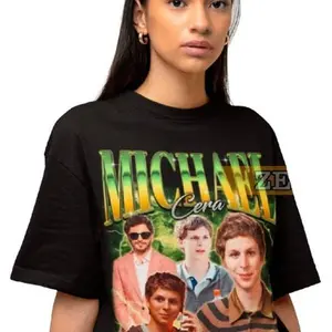 Michael Cera Retro 90s Clothing Shirts, Sweatshirts, Fan Gifts, Homage, Vintage Tees Tshirt Cotton Fit T-Shirt Top T-Shirt Top Womenswear Flat