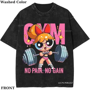 #Powerpulll No Pain No Gain Strong Girl Gym Unisex T-Shirt, Y2K #Powerpuuuf Fitness, Workout Shirt, Trending 2026, Weightlifters, Bodybuilding Shirt, Pump Cover Gym Tee for Men Women