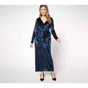 Dennis Basso Regular Stretch Burnout Evening Gown