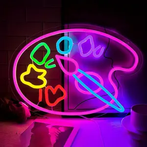 ROSNEK Dimmable Multi-Color Acrylic Neon Paint Palette LED Sign - USB-Powered, Wall-Mountable Home Decor for Art Studio, Bedroom
