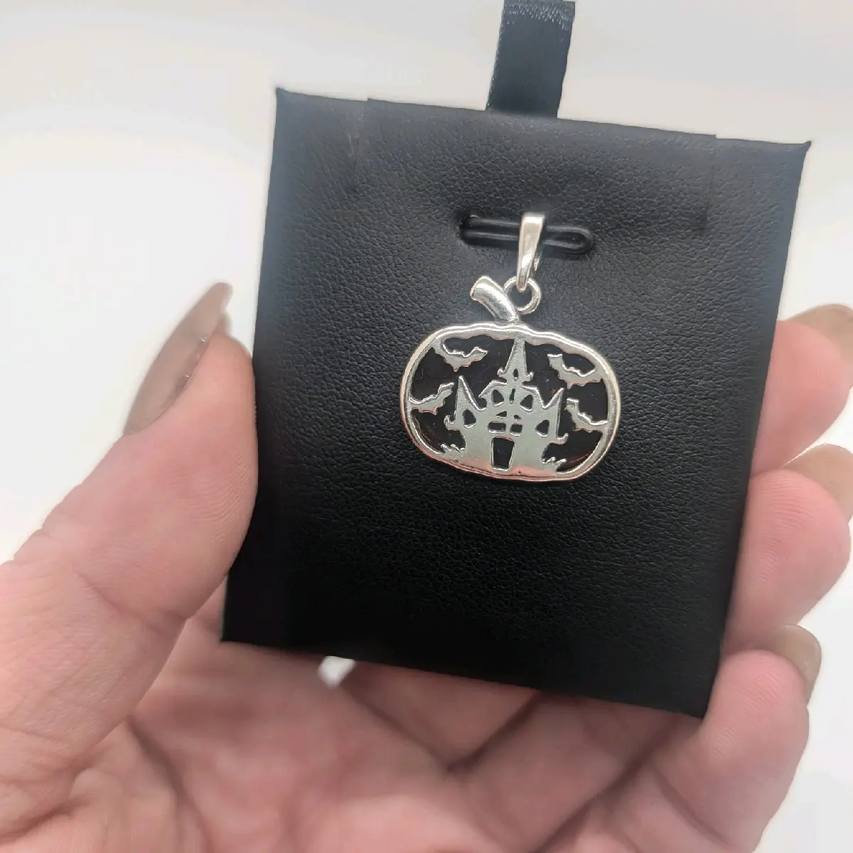 Sterling Silver Baltic Amber Pumpkin Pendant