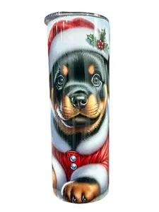 Rottweiler - Puppy Christmas - 20oz oz 20 oz. 20oz. - Skinny Straight Sublimation Tumbler - Amy's Tumbler Junkies - Your Favorite Tumbler Shop!