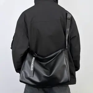 2025 New Large Capacity Crossbody Bag Textured Gym Bag Men's High-end Soft Leather Fashion Shoulder Bag Simple Trendy