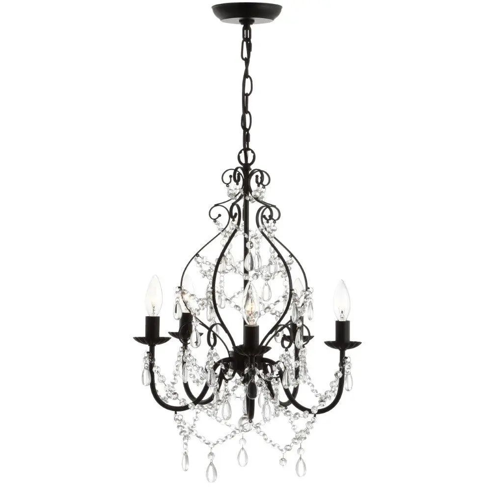 JONATHAN Y Maura 17" Crystal-Metal LED Chandelier, Decorative Indoor Ceiling Lights with 5 Socket and Adjustable Chain