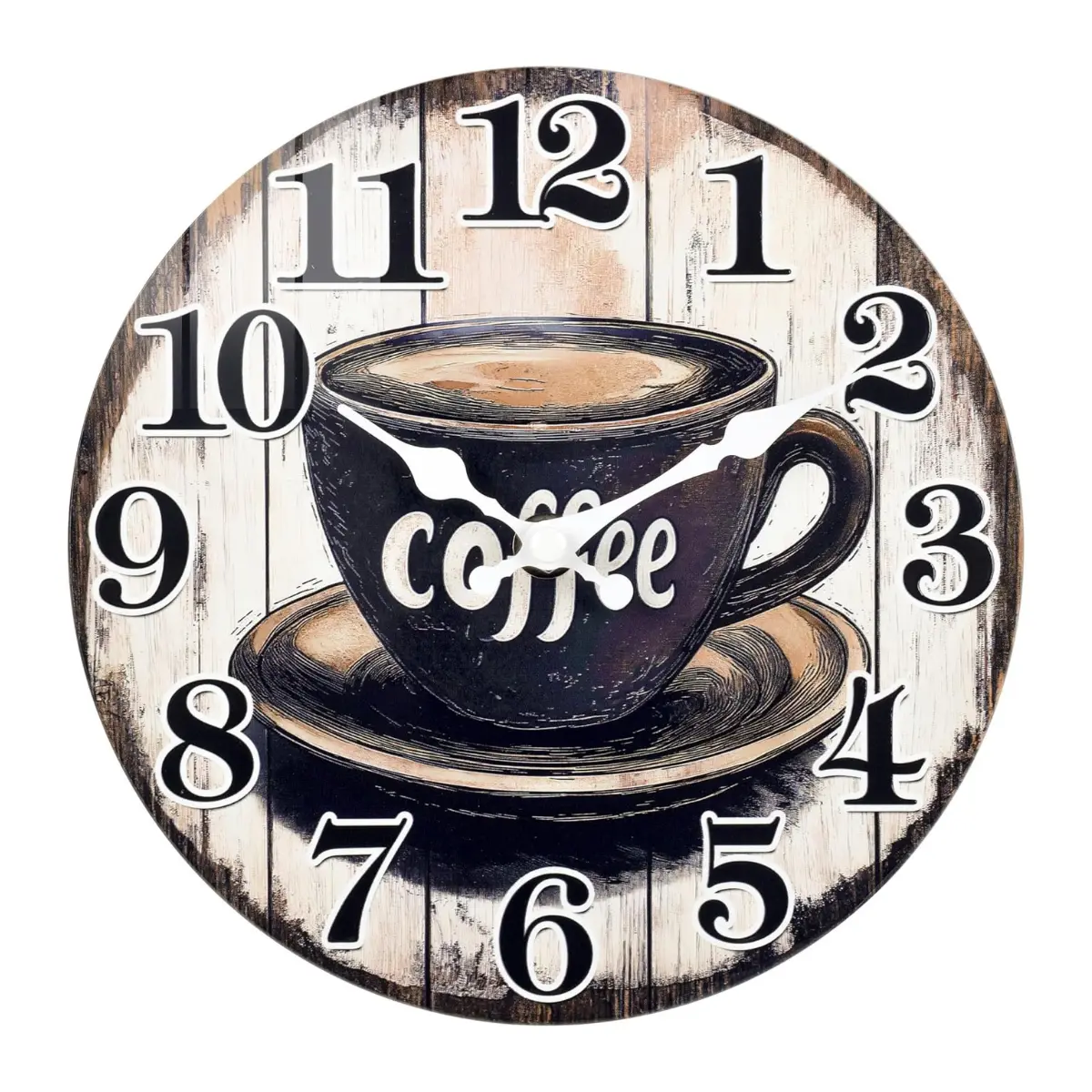 Kitchen Wall Clock Vintage Coffee Sign Decor Silent Non-Ticking