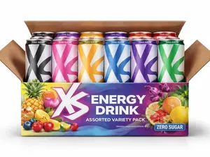XS Energy Drink Variety Pack – 12 Pack Zero Sugar Energy Health Vitamins Dietary 355 mL Cans with Caffeine & B Vitamins