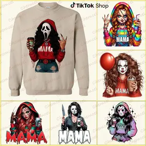 [Custom Drink] Halloween Spooky Mama Sweatshirt, Cool Mama Halloween Sweatshirt, Mama Halloween Gift, Gifts For Mom