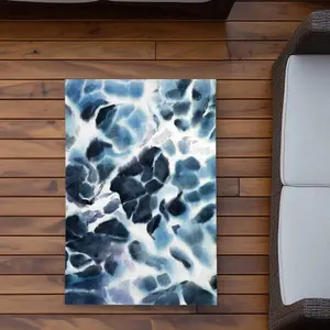 360 stand Rectangle Weatherproof Coastal Area Rug - 2x3 ft Blue Sea Theme Wave Print, Durable for Balconies, Patio Decor Ideas to Achieve Coastal Look, C1ROAR23PYTNMT