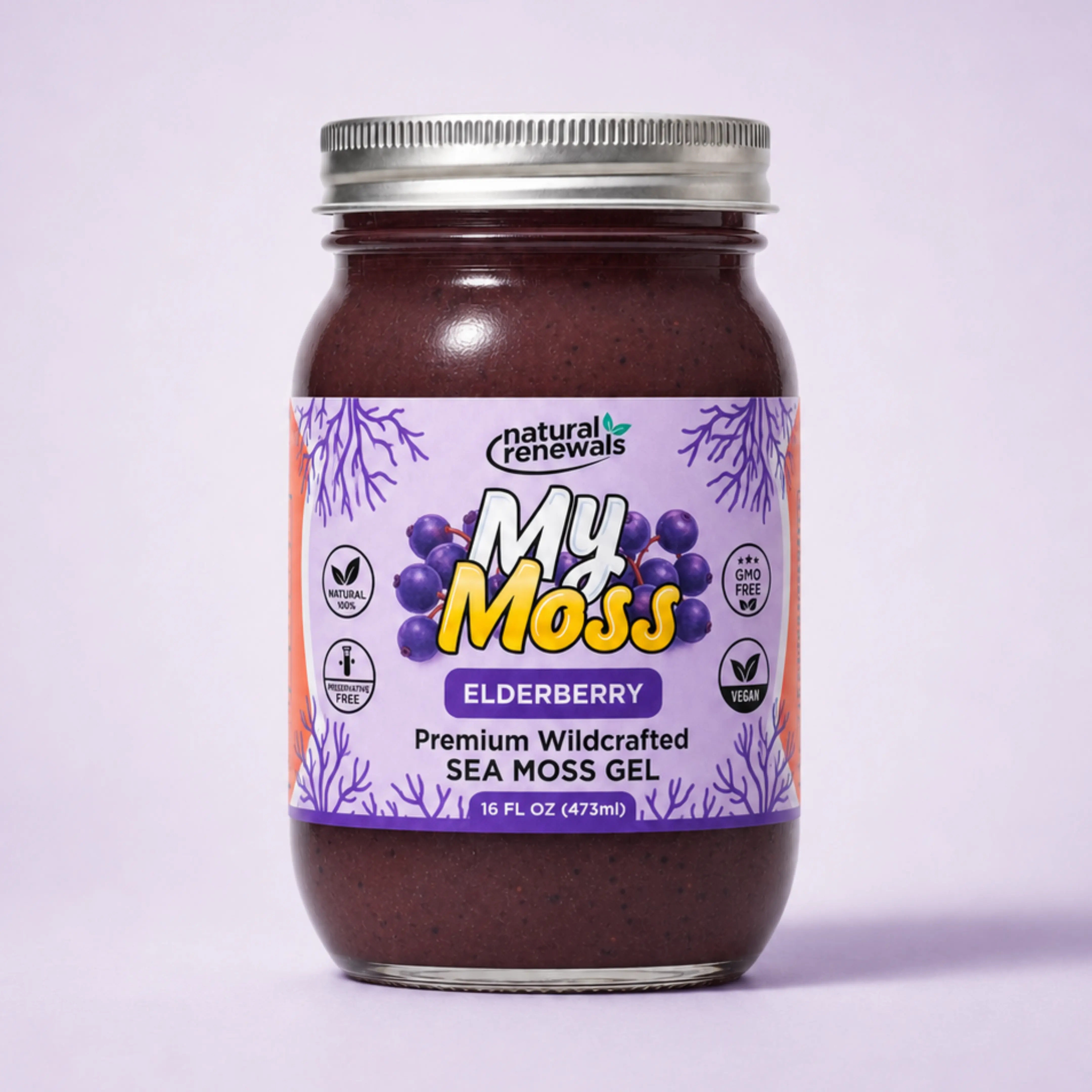 My Moss Sea Moss Gel – Elderberry | Wildcrafted Superfood, 100% Organic, Raw Seamoss gel, Vegan, Mineral-Rich, Vitamin-Rich, No Preservatives,