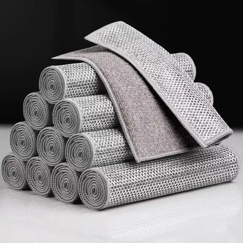 10-Pack Double-Layer Silver Wire Bamboo Charcoal Thick Cleaning Cloths, Kitchen Towels for Kitchen Care and Dish Washing