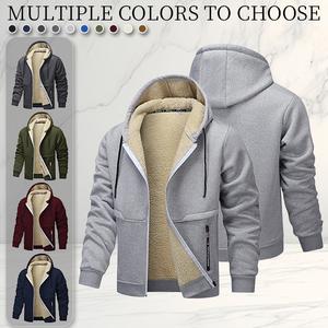 Hooded fleece zip-up jacket, stylish casual design, soft and comfortable faux lamb wool lining, practical pocket design, available in multiple colors to suit various outfit choices, simple and versatile Womenswear Coats