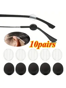 10 Pairs Anti-slip Glasses Accessories, Round Temple Ear Hooks, Ear Pads for Glasses Legs, Non-slip Retainers to Prevent Eyeglass Slipping, Universal Glasses Fixing Parts for Outdoor Sports, Eye Glasses Holders