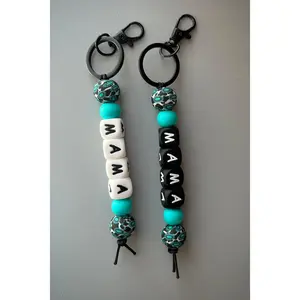 Western Cow Print Mama Keychain