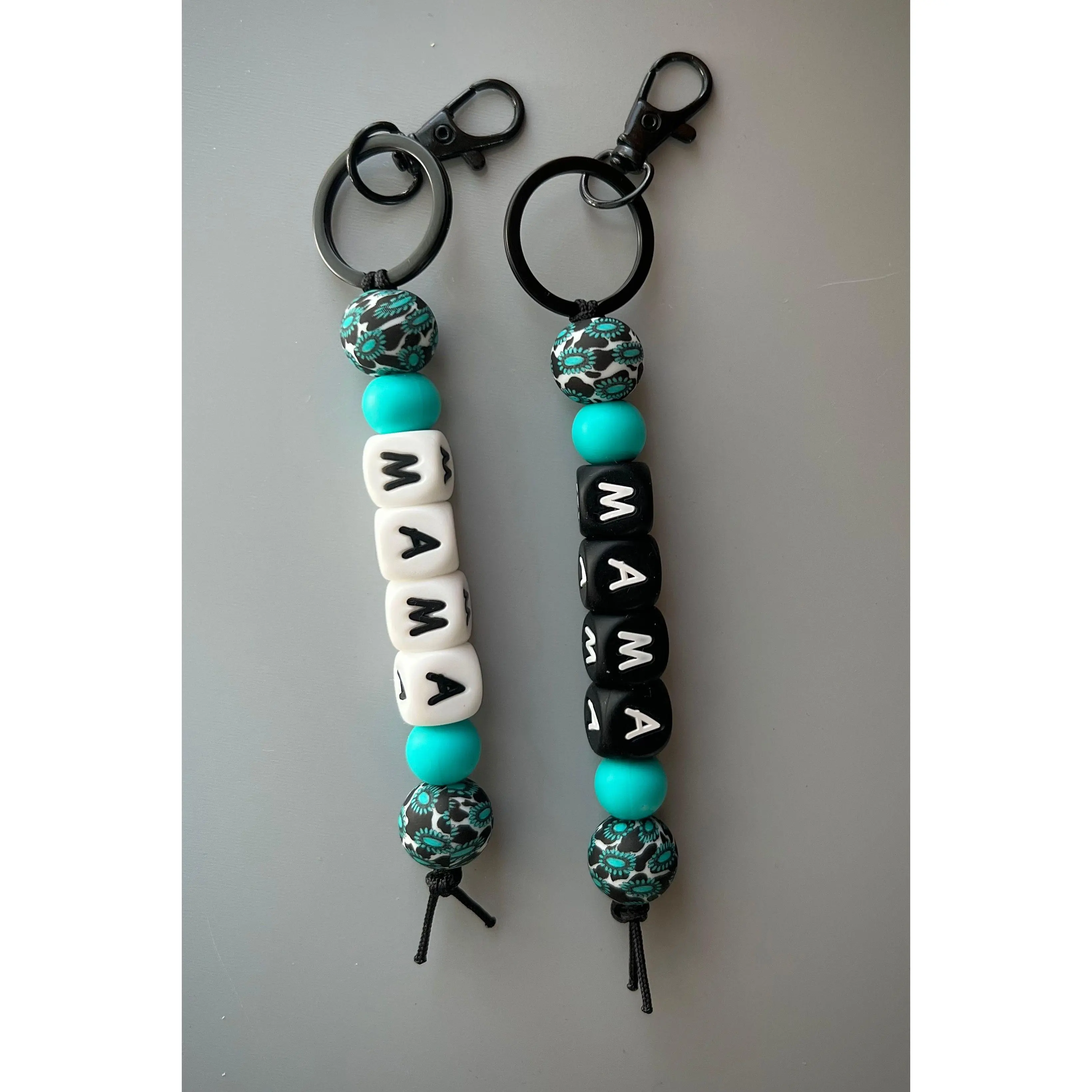 Western Cow Print Mama Keychain