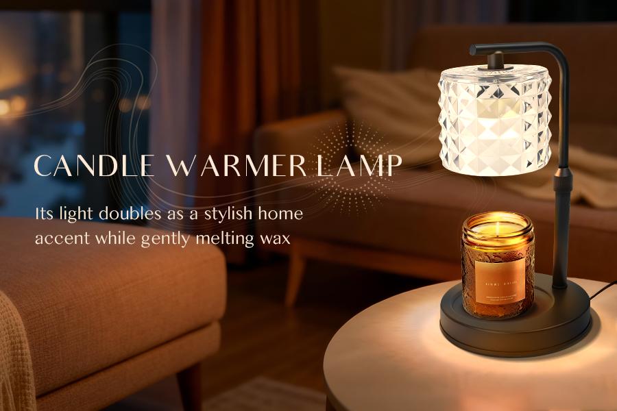 2 Packs Candle Warmer Lamp, with 4 Bulbs,Height Adjustable with Timer, Dimmable,Unique Glass of the Electric Candle Lamp for Home & Bedroom Decor,Valentine's Day Gift
