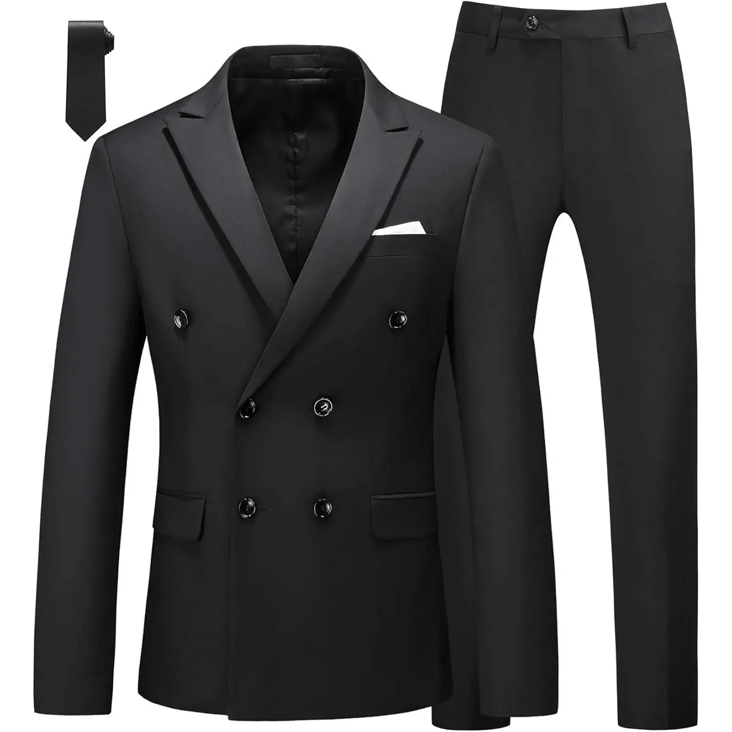MOGU Suits for Men, 2 Piece Slim Fit Suit with Double Breasted Blazer and Tuxedo Pants