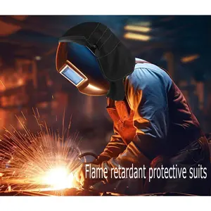2 Piece Welding Helmet FR Cotton Front Bib & Rear Extended Hood Set with Press-In Seal, Full Protection, Fits Most Welding Helmets, Compatible with Lincoln Welding Helmet and Most Welding Helmets