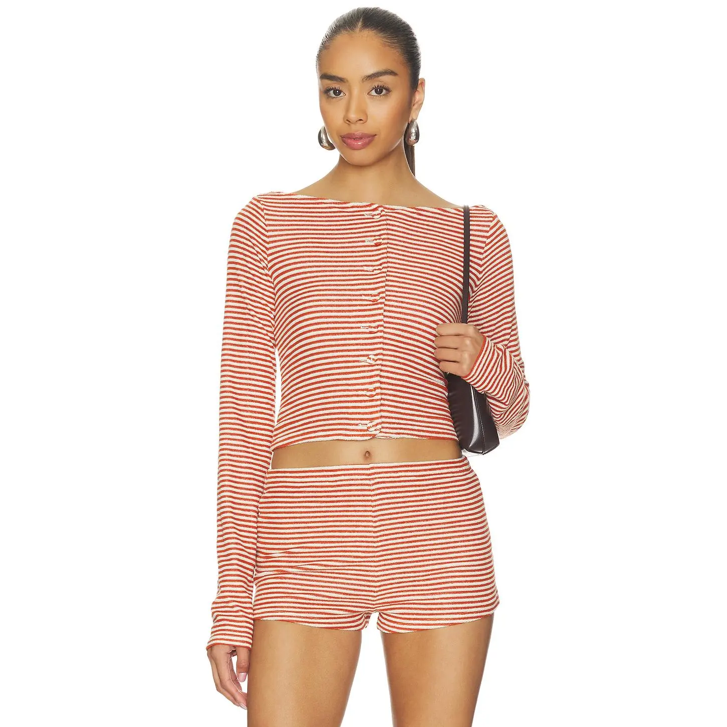 Stone Cold Fox x REVOLVE Isabel Terry Cardigan in Vintage Orange Stripe