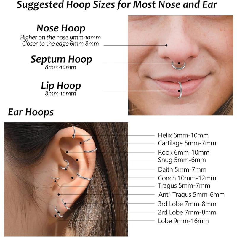 LOYALLOOK 8counts G23 Titanium Hinged Clicker Segment Nose Rings Hoop Septum Nose Lip Ring Hoop for Women Men Helix Cartilage Daith Tragus Sleeper Earrings Body Piercing Improved 16G Jewelry LOYALLOOK 8counts G23 Titanium Hinged Clicker Segment Nose Rings Hoop Septum Nose Lip Ring Hoop for Women Men Helix Cartilage Daith Tragus Sleeper Earrings Body Piercing Improved 16G Jewelry