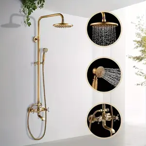 New Brass Bathtub Shower Faucet Antique Rainfall Shower Head bathroom set