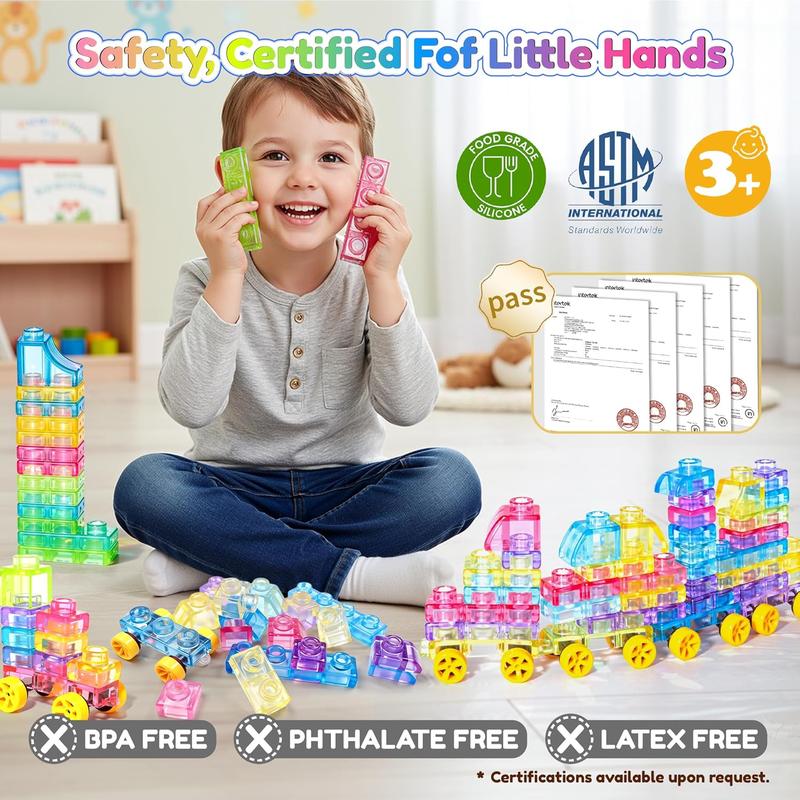 JOY SPOT Soft Jelly Blocks , Squishy Multi-color Stacking Jelly Building Blocks Toy Set, Non-toxic Sensory Tactile Play Toy Safe Squishy Squeezable & Stretchable Fun, Puzzle Blocks for Kids Early learning Preschool STEM Creative Construction Age 2+