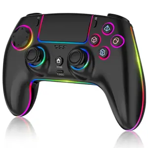 PS5 Compatible Wireless Controller with 7-Color RGB Lighting, Dual Vibration, and 6-10m Bluetooth Range for Immersive Gaming