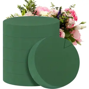 6 Pack Floral  Blocks Round Floral  Bricks 7.1 Inches Large DIY Green Wet Dry Flower Foams for Artificial &   Arrangements for Wedding Table Decor