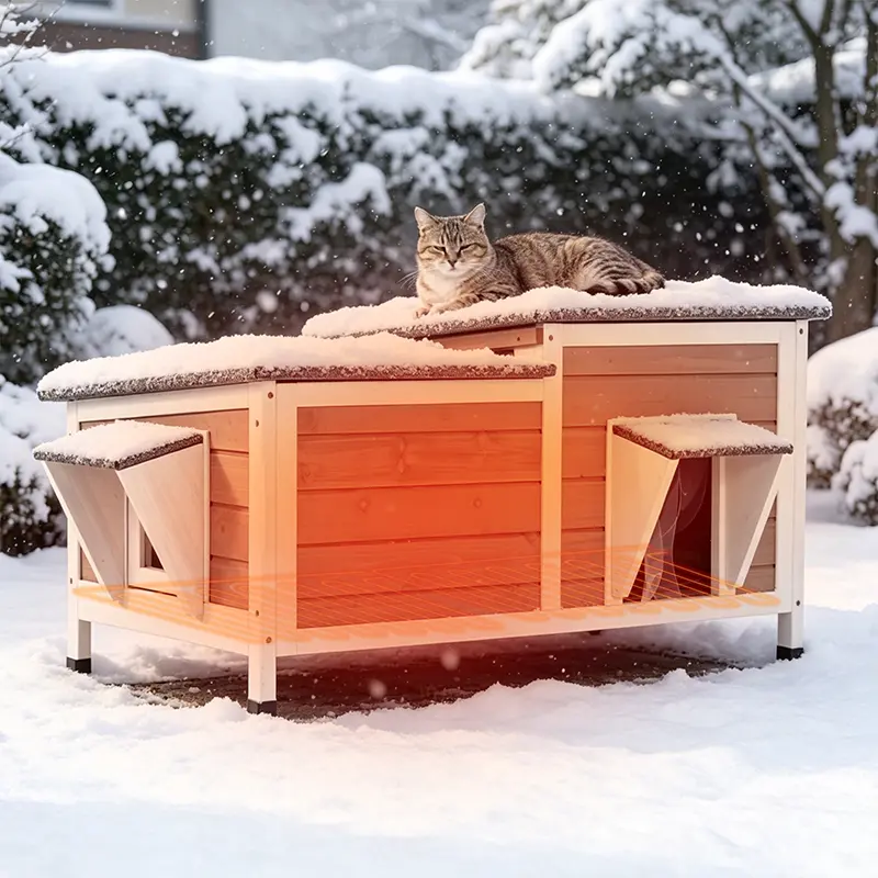 Aivituvin-AIR93-HP Heated Insulated Cat House with Heated Pad | Removable Soft Liner | Stray Cat Shelter | Outdoor Cat House
