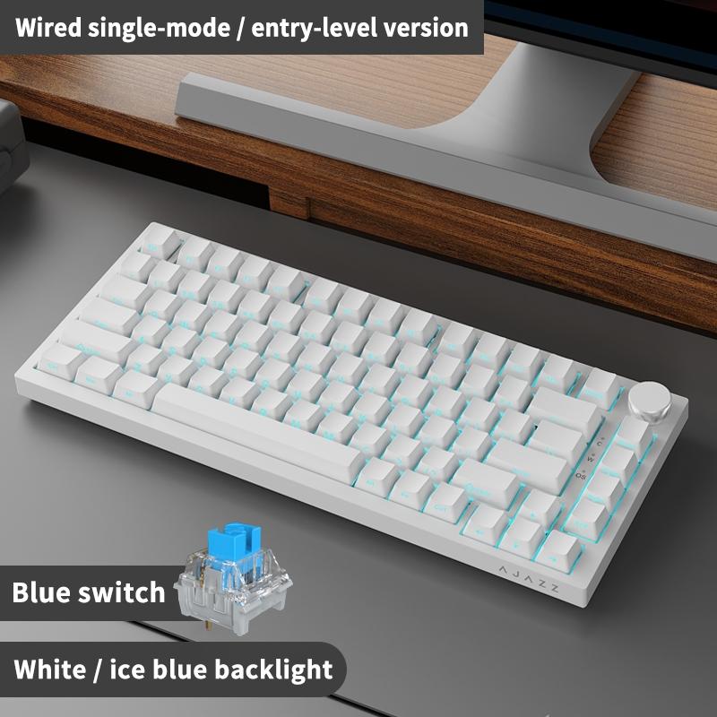 AJAZZ AK820 Wired Mechanical Gaming Keyboard, 75% Layout 82-Key Hot-Swappable Design with Metal Volume Knob, Gasket Structure and 5-Layer Filled PBT Keycaps, Ergonomic Keyboard for Esports & Office Use
