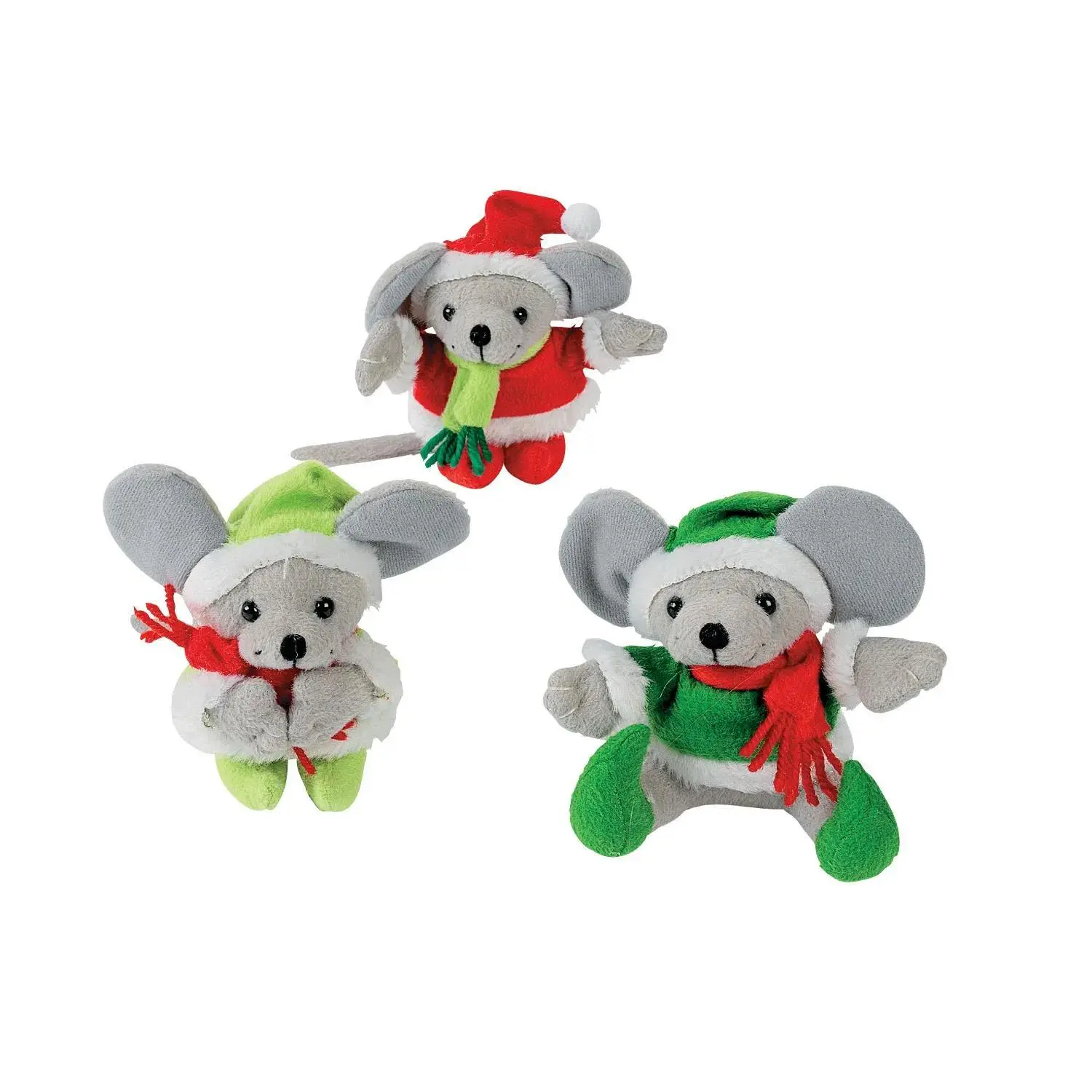 Mini Christmas Santa Hat Stuffed Mice - 12 Pc., Stocking Stuffers, Soft Adorable Stuffed