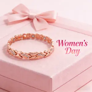 Women's leaf bracelet, pure copper magnetic bracelet with diamonds, 3500 gauss effective magnet, outdoor fun Plated Jewelry Gift for Women’s Day