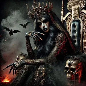 5D DIY Full Drill Round Diamond Painting - Diamond Art Kit Throne, Skull, Bat. Mosaic, Canvas - DIY Wall Decor, Home Wall Decoration, Perfect for Valentine's Day, Independence Day, Birthday, and Anniversary Gifts.