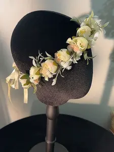 Elegant Floral Hairband Headpiece, Lace-Up Design Flower Crown Accessory, Casual All-Season Women's Fashion Jewelry