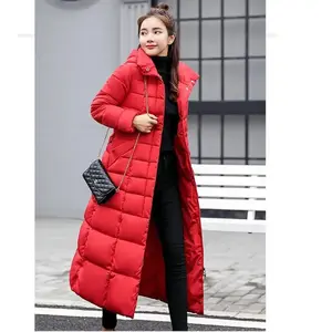 Women's New Winter Long Down Cotton Parkas Over Knee Loose Fit with Large Fur Collar Hooded Warm Thick Padded Overcoat Ideal for Cold Days Outdoor Activities Commuting Shopping Breathable Durable Stylish Comfortable Daily Wear