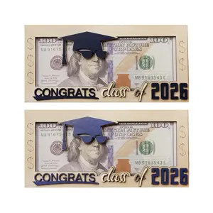 2026 Graduation Money Holder Card – Black Gold Congrats Class of 2026 Card with Envelope, Graduation Gift Card & Cash Holder for High School or College Graduate