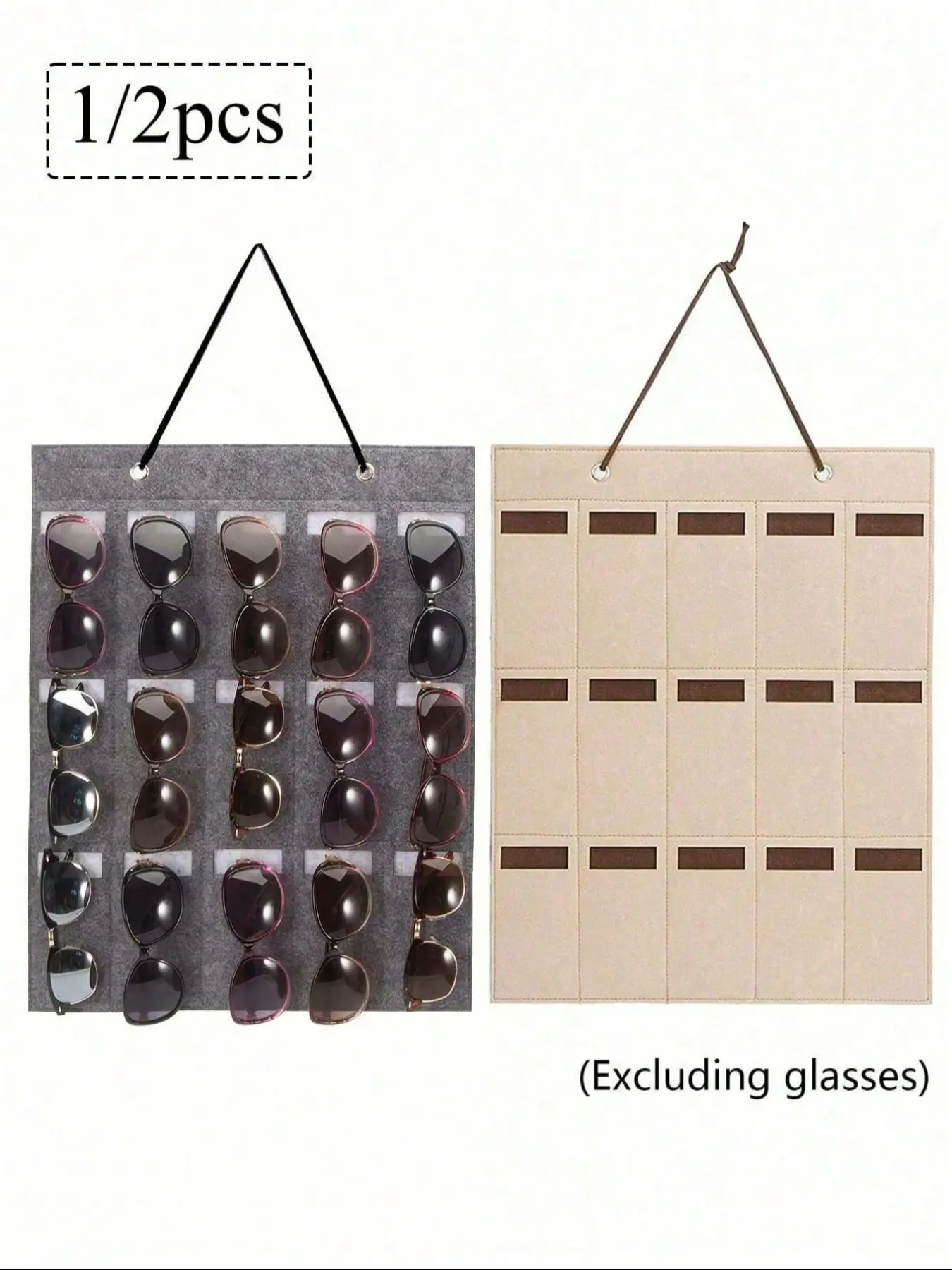 Door Back Sunglasses Storage Bag, Wall-Mounted Felt Eyeglass Organizer, Hanging Closet Glasses Display Rack (two Colors Available), Hangable Organizing Tools