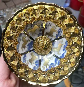 Handmade Luxury Gold Plated Jianzhan Tea Cup with 8 Galloping Horses JSYGXQ0001