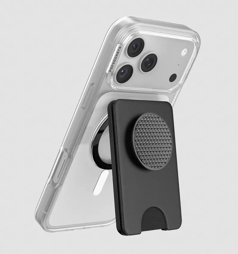 popsockets Knurl Black  MagSafe Kick-Out PopWallet+ & Stand