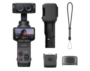 Insta360 Luna Ultra - 8K Vlogging Camera with Dual Leica Lenses, 12× Zoom, 1" Sensor, Detachable 2" Touchscreen, Triple AI Chip, Pocket Gimbal Camera for Vlog Photography-Cosmic Black