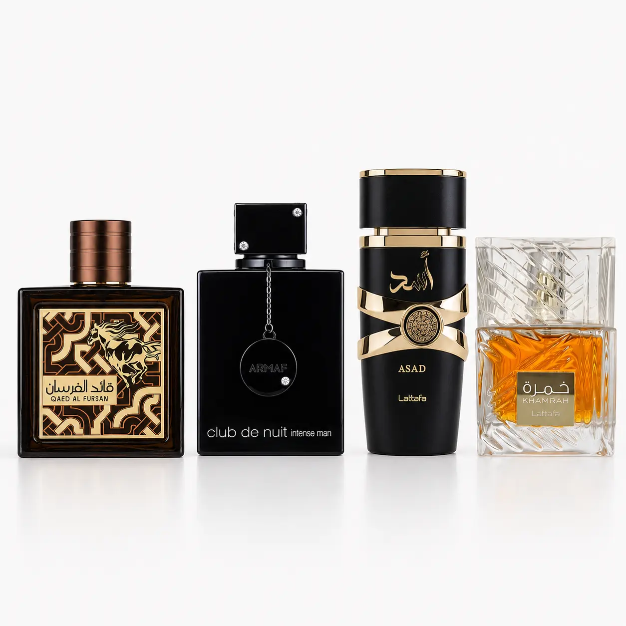 Lattafa Fragrance Gift Bundle - Club De Nuit Intense + Asad + Qaed Al Fursan Untamed + Khamrah