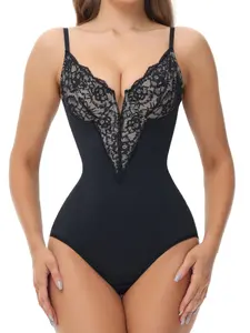 Women's Lace Bodysuit Lingerie with Sexy V Neck, Steel Bone Support, Elegant Design for Daily and Special Occasions, Comfortable Fashion Apparel