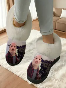 Funny Pig Face Outfit Home Plush Slippers 1 Pair, Crazy Hilarious Style, Faux Fur Lining + Fleece-Lined Warmth + Platform Cushioning, Funny Style Lovers & Home Enthusiasts for Home Foot Warmth + Fun Daily Outfits, Winter Must-Have!