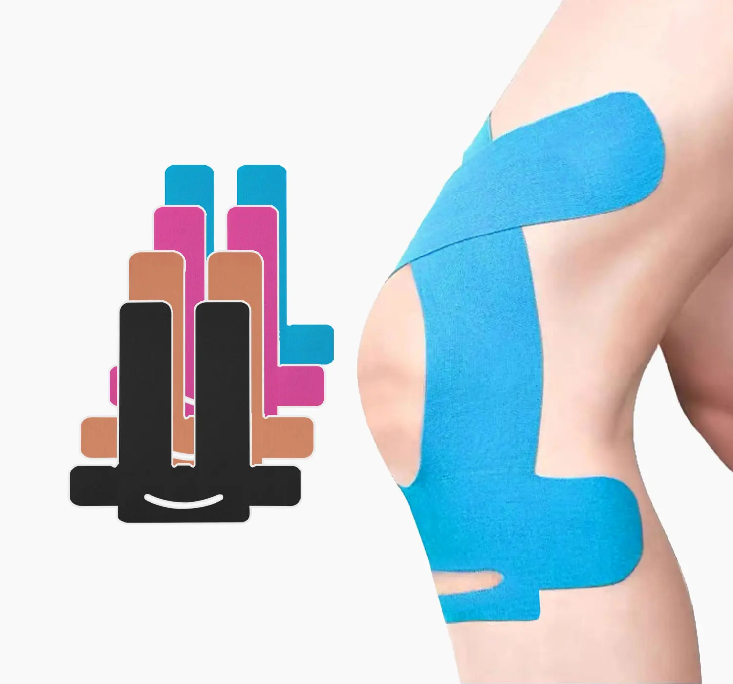24 Pcs Kinesiology Tape for Knees,  Pre-CutWaterproof Tape for Knee Pain Relief, OriginalCotton Knee Tape, Flexible & Durable Sports Tapefor Support & Comfort During Workouts Black joint stability