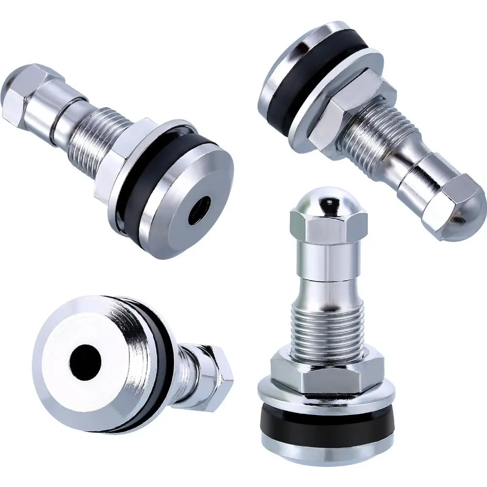 4 Pack Metal Valve Stem TR-416-S 1 Inch Outer Mount Fits 0.453 and 0.625 Inch Rim Holes