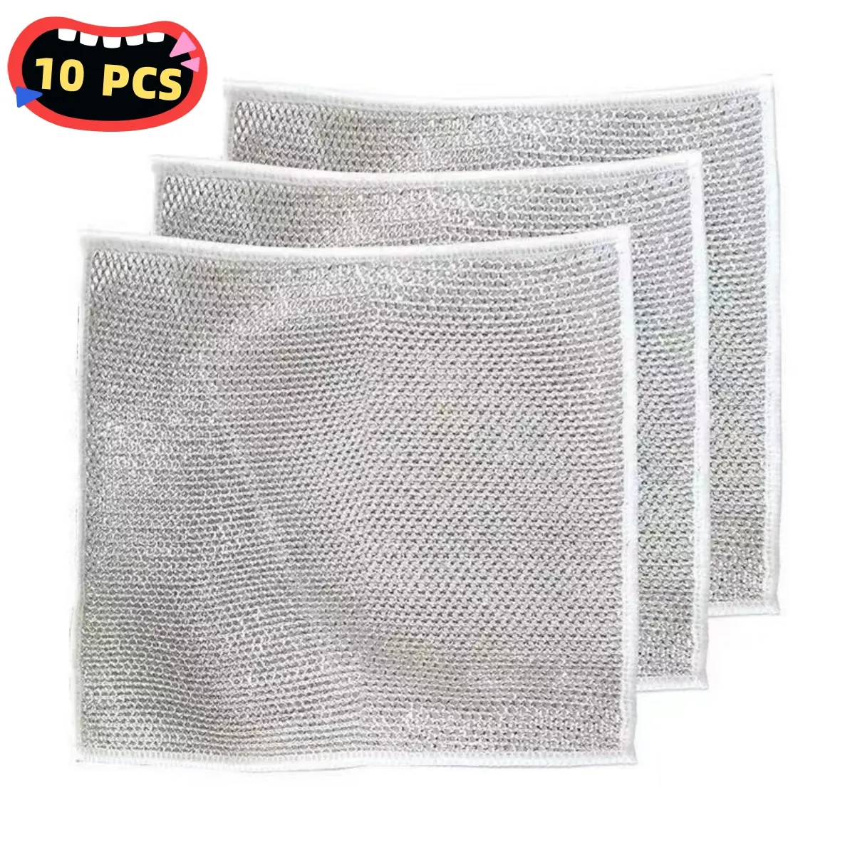 Multipurpose Wire Dishwashing Rags,10PCS Double-Layer Dishwashing Cloth, Non-scratch Wire Dishcloth for Kitchen,Gift Double Layer，springtok