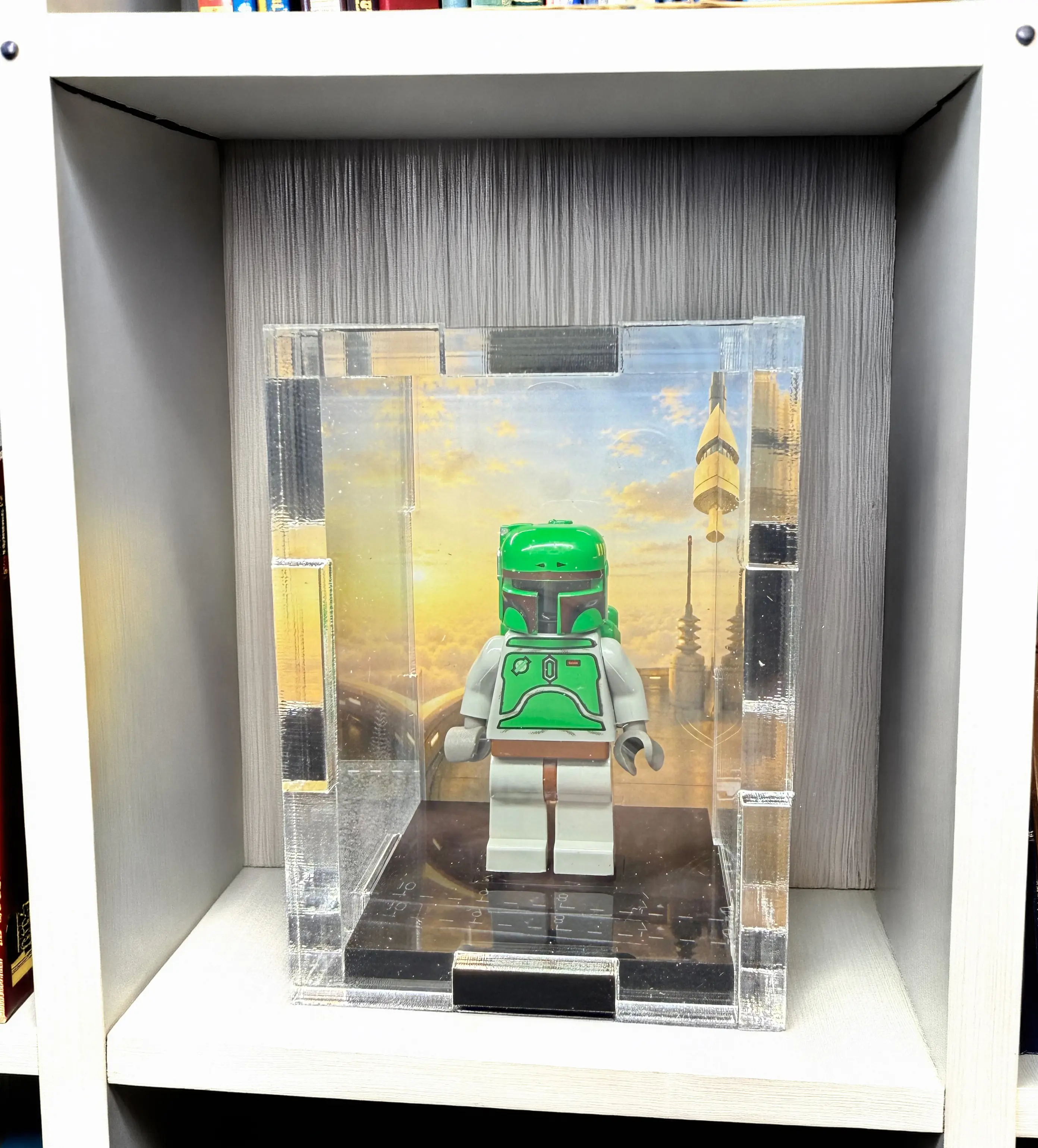 Premium Acrylic Minifigure Display Case with Inspired Background