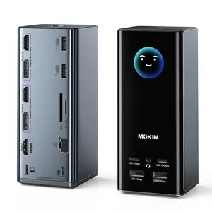 MOKiN 17-in-1 USB-C Dock for Windows Triple Monitors to Simplify Your Desk Setup（Displays the weather forecast while on standby）